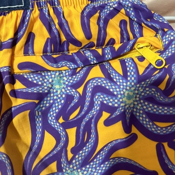 Vilebrequin Kids Size 4 Boys purple and yellow swim shorts